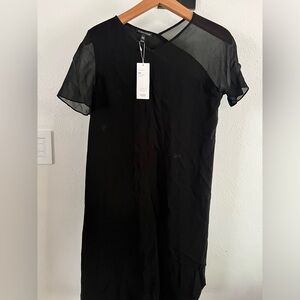 NWT Eileen Fisher Silk Georgette Crepe Black Dress